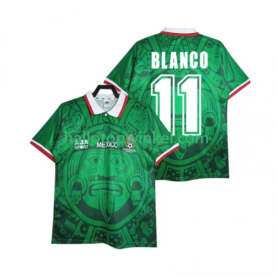 Mexico Voetbalshirt BLANCO 11 1998 Retro Heren Thuis Tenue Korte Mouw