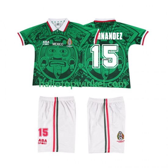 Mexico Voetbalshirt HERNANDEZ 15 1998 Retro Kleuters/Kids Thuis Tenue Korte Mouw