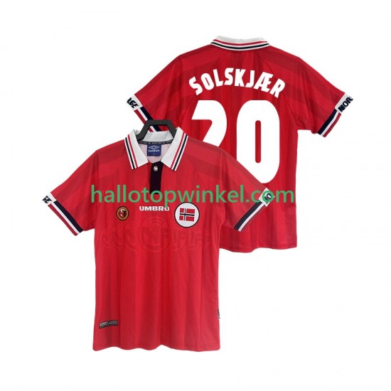 Noorwegen Voetbalshirt SOLSKJAER 20 1998 Retro Heren Thuis Tenue Korte Mouw