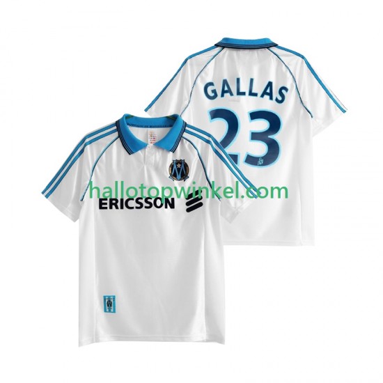 Olympique Marseille Voetbalshirt Gallas 23 1998 Retro Heren Thuis Tenue 1999 Korte Mouw