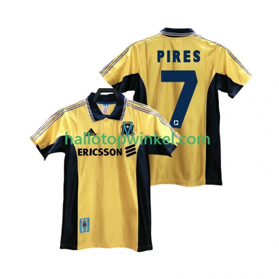 Olympique Marseille Voetbalshirt PIRES 7 1998 Retro Heren Derde Tenue 1999 Korte Mouw