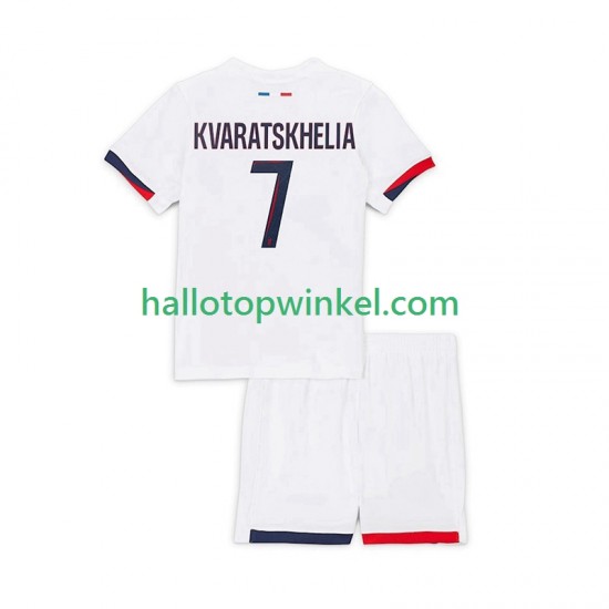 Paris Saint-Germain Voetbalshirt Khvicha Kvaratskhelia 7 Kleuters/Kids Uit Tenue 2025-2026 Korte Mouw