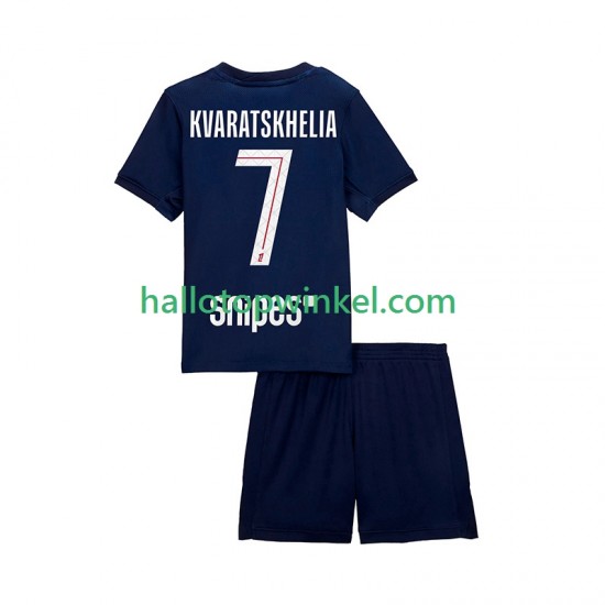 Paris Saint-Germain Voetbalshirt Khvicha Kvaratskhelia 7 Kleuters/Kids Thuis Tenue 2025-2026 Korte Mouw