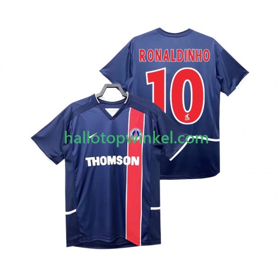 Paris Saint-Germain Voetbalshirt RONALDINHO 10 2002 2003 Retro Heren Thuis Tenue Korte Mouw