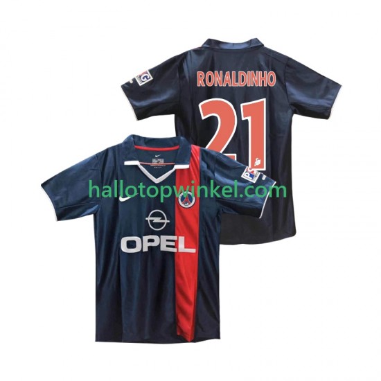 Paris Saint-Germain Voetbalshirt RONALDINHO 21 2001 2002 Retro Heren Thuis Tenue Korte Mouw