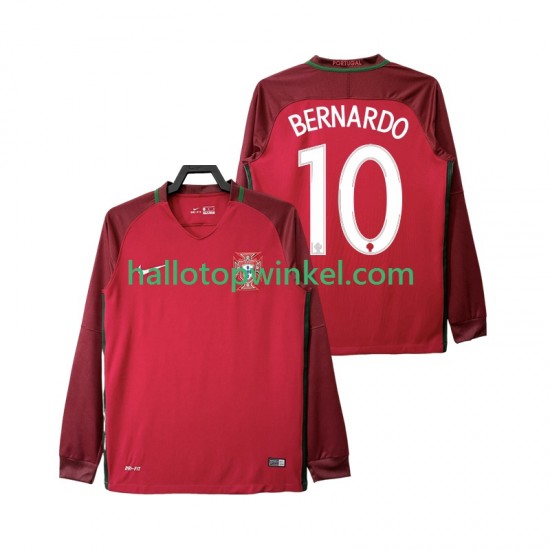 Portugal Voetbalshirt BERNARDO 10 2016 Retro Heren Thuis Tenue Lange Mouw