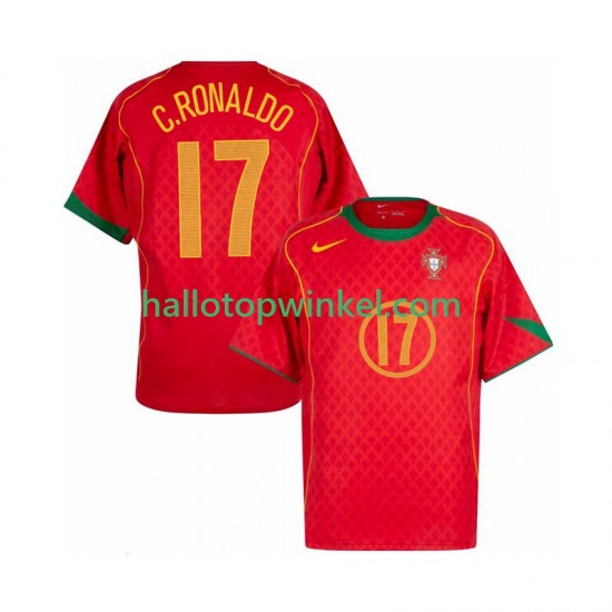 Portugal Voetbalshirt Cristiano Ronaldo 17 Retro Heren Thuis Tenue 2004 Korte Mouw