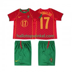 Portugal Voetbalshirt Cristiano Ronaldo 17 Retro Kleuters/Kids Thuis Tenue 2004 Korte Mouw