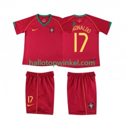 Portugal Voetbalshirt Cristiano Ronaldo 17 Retro Kleuters/Kids Thuis Tenue 2006 Korte Mouw