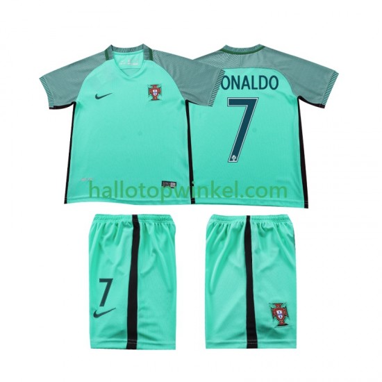 Portugal Voetbalshirt Cristiano Ronaldo 7 2016 Retro Kleuters/Kids Uit Tenue Korte Mouw