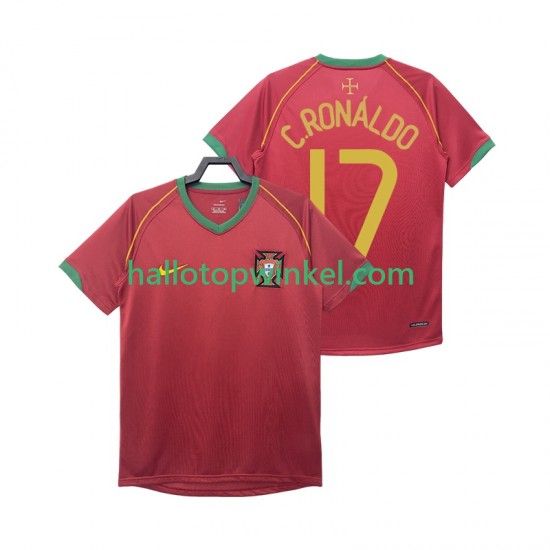 Portugal Voetbalshirt Crstiano Ronaldo 17 Retro Heren Thuis Tenue 2006 Korte Mouw