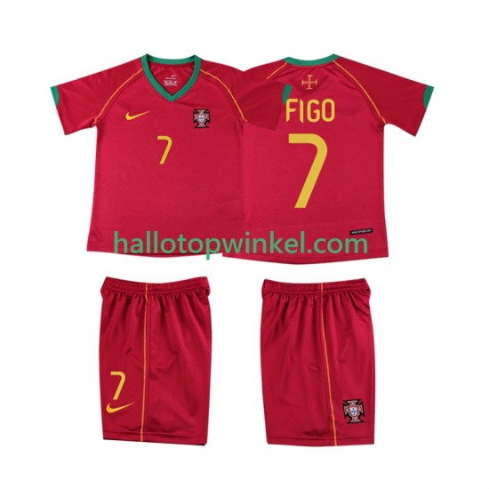 Portugal Voetbalshirt FIGO 7 Retro Kleuters/Kids Thuis Tenue 2006 Korte Mouw