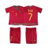 Portugal Voetbalshirt FIGO 7 Retro Kleuters/Kids Thuis Tenue 2006 Korte Mouw