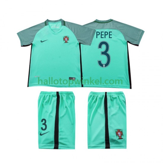 Portugal Voetbalshirt PEPE 3 2016 Retro Kleuters/Kids Uit Tenue Korte Mouw