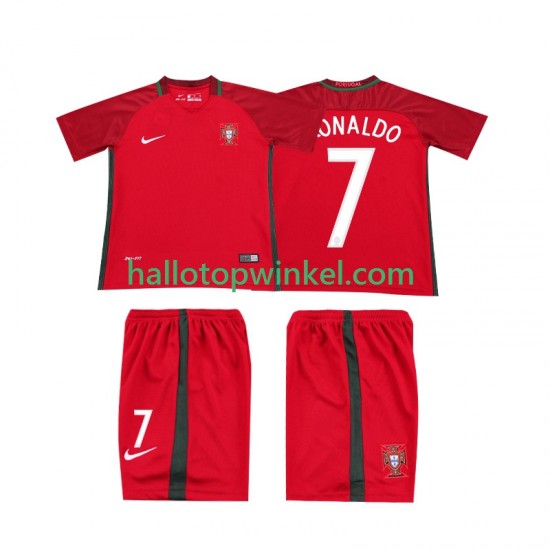 Portugal Voetbalshirt RONALDO 7 2016 Retro Kleuters/Kids Thuis Tenue Korte Mouw