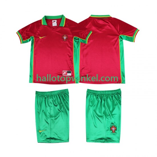 Portugal Voetbalshirt 1998 Retro Kleuters/Kids Thuis Tenue Korte Mouw
