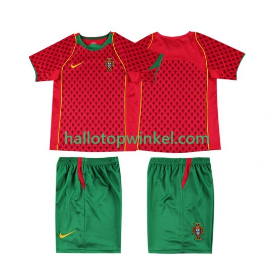 Portugal Voetbalshirt Retro Kleuters/Kids Thuis Tenue 2004 Korte Mouw