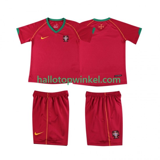 Portugal Voetbalshirt Retro Kleuters/Kids Thuis Tenue 2006 Korte Mouw