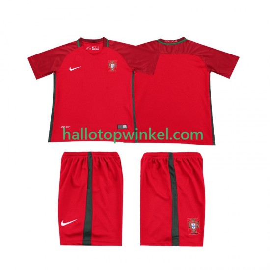 Portugal Voetbalshirt 2016 Retro Kleuters/Kids Thuis Tenue Korte Mouw