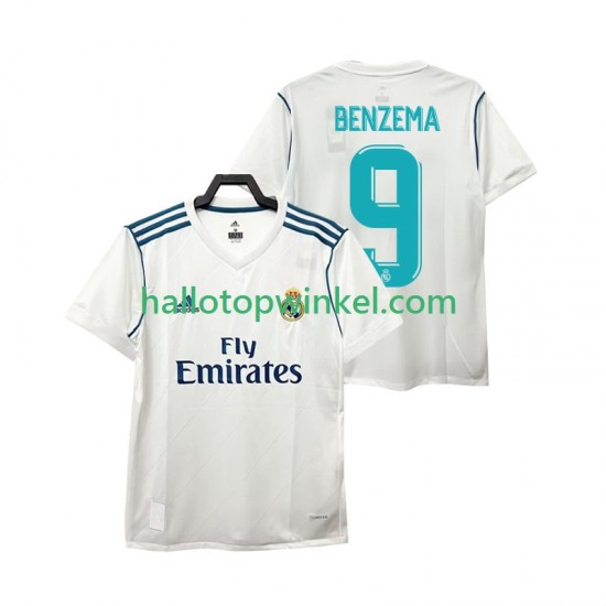 Real Madrid Voetbalshirt BENZEMA 9 2017 2018 Retro Heren Thuis Tenue Korte Mouw