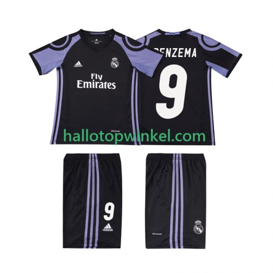 Real Madrid Voetbalshirt BENZEMA 9 2016 2017 Retro Kleuters/Kids Derde Tenue Korte Mouw