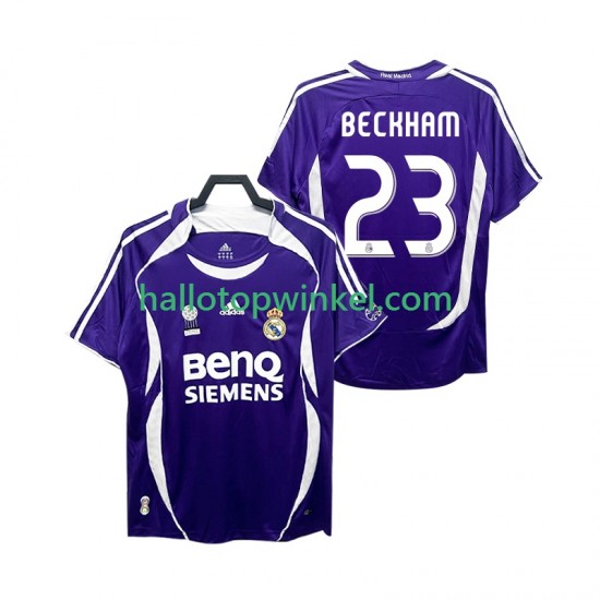 Real Madrid Voetbalshirt Beckham 23 2007 Retro Heren Uit Tenue 2006 Korte Mouw