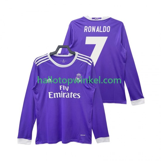 Real Madrid Voetbalshirt Cristiano Ronaldo 7 2016 2017 Retro Heren Uit Tenue Lange Mouw