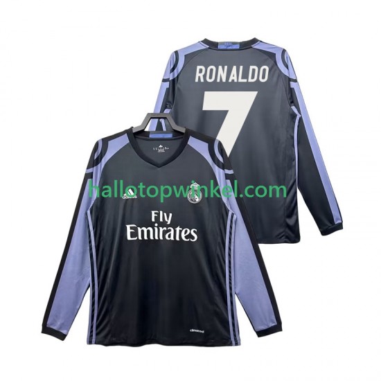 Real Madrid Voetbalshirt Cristiano Ronaldo 7 2016 2017 Retro Heren Derde Tenue Lange Mouw