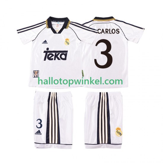 Real Madrid Voetbalshirt R CARLOS 3 1998 2000 Retro Kleuters/Kids Thuis Tenue Korte Mouw