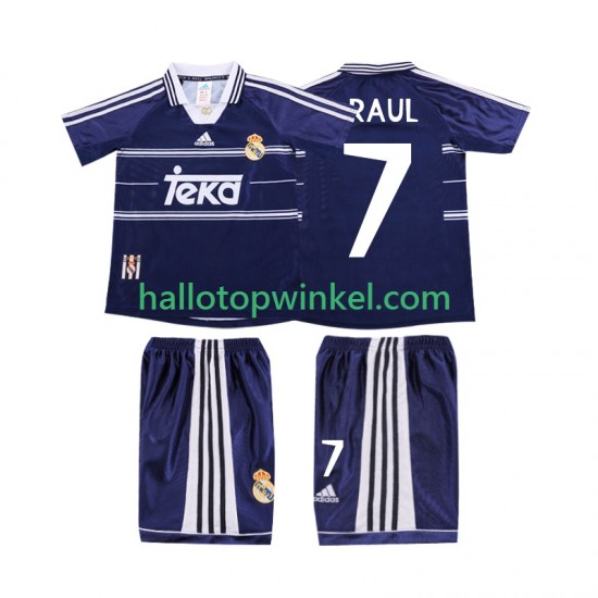 Real Madrid Voetbalshirt RAUL 7 1998 Retro Kleuters/Kids Uit Tenue 1999 Korte Mouw