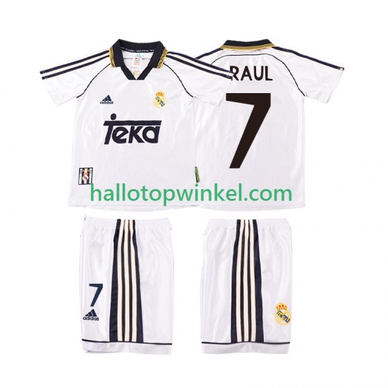 Real Madrid Voetbalshirt RAUL 7 1998 2000 Retro Kleuters/Kids Thuis Tenue Korte Mouw