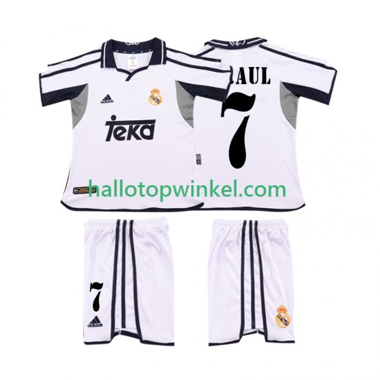 Real Madrid Voetbalshirt RAUL 7 2001 2002 Retro Kleuters/Kids Thuis Tenue Korte Mouw