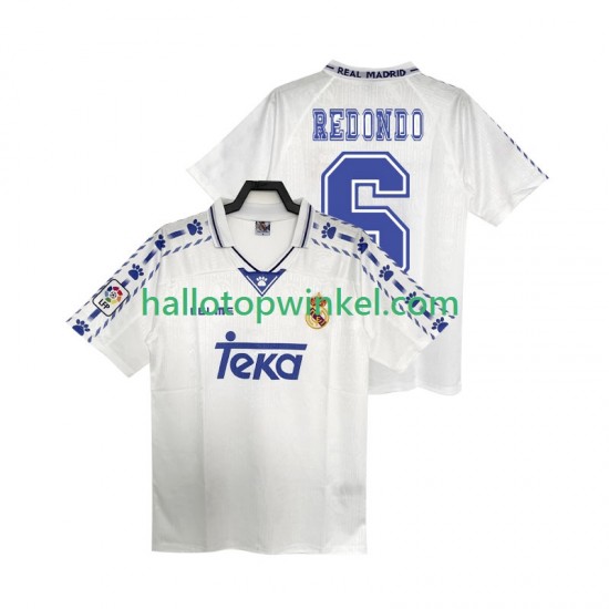 Real Madrid Voetbalshirt REDONDO 6 1996 1997 Retro Heren Thuis Tenue Korte Mouw