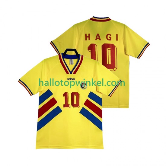 Roemenië Voetbalshirt Hagi 10 Retro Heren Thuis Tenue 1994 Korte Mouw