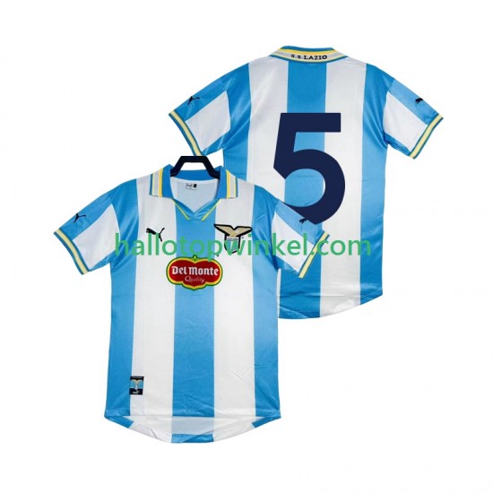 SS Lazio Voetbalshirt 5 2000 Retro Heren Thuis Tenue 1999 Korte Mouw
