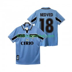 SS Lazio Voetbalshirt NEDVED 18 1998 Retro Heren Thuis Tenue 1999 Korte Mouw