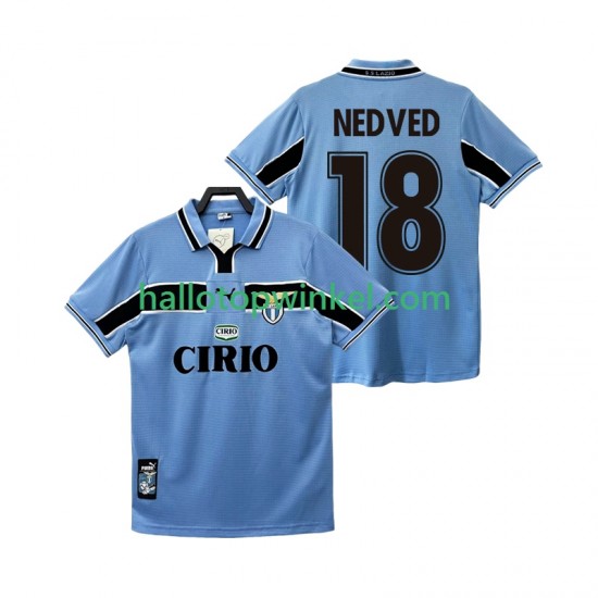 SS Lazio Voetbalshirt NEDVED 18 1998 Retro Heren Thuis Tenue 1999 Korte Mouw
