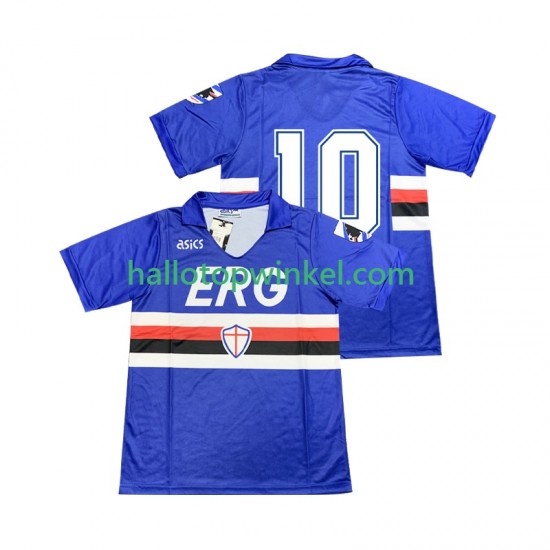 Sampdoria Voetbalshirt 10 1990 1991 Retro Heren Thuis Tenue Korte Mouw