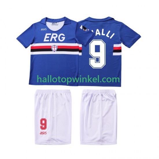 Sampdoria Voetbalshirt VIALLI 9 1990 1991 Retro Kleuters/Kids Thuis Tenue Korte Mouw