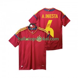 Spanje Voetbalshirt Andres Iniesta 6 2012 Retro Heren Thuis Tenue Korte Mouw