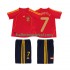Spanje Voetbalshirt DAVID VILLA 7 Retro Kleuters/Kids Thuis Tenue 2008 Korte Mouw