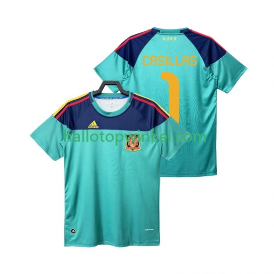 Spanje Voetbalshirt Casillas 1 Doelman Retro Heren Thuis Tenue 2010 Korte Mouw
