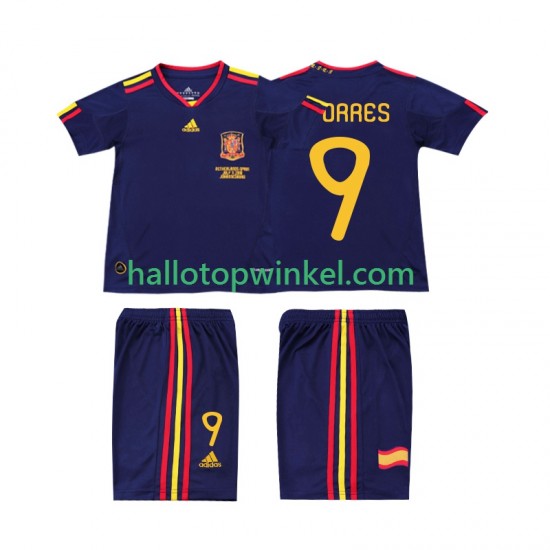 Spanje Voetbalshirt TORRES 9 Retro Kleuters/Kids Uit Tenue 2010 Korte Mouw