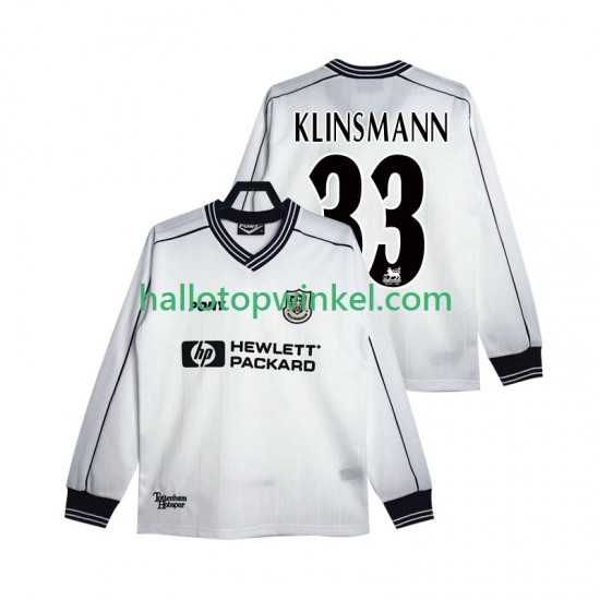 Tottenham Hotspur Voetbalshirt KLINSMANN 33 1997 Retro Heren Thuis Tenue 1999 Lange Mouw