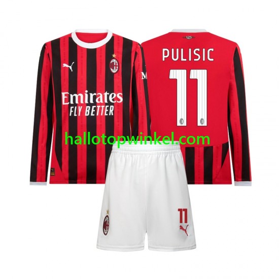 AC Milan Voetbalshirt Christian Pulisic 11 Kleuters/Kids Thuis Tenue 2024-2025 Lange Mouw