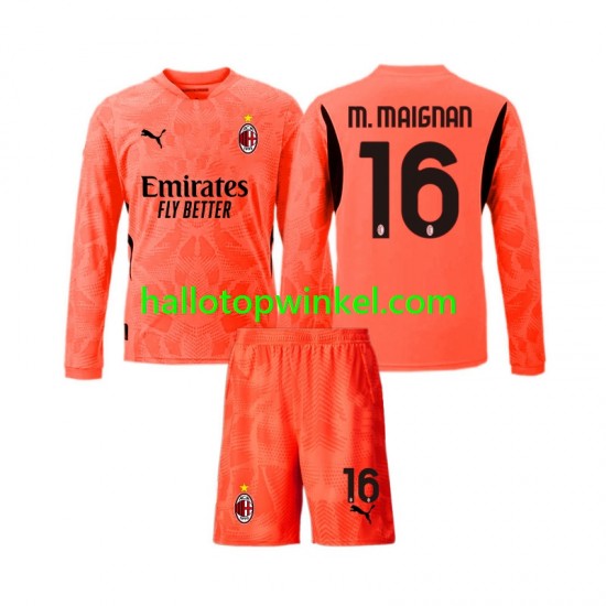 AC Milan Voetbalshirt Mike Maignan 16 Doelman Kleuters/Kids Vierde Tenue 2024-2025 Lange Mouw