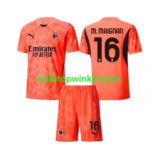 AC Milan Voetbalshirt Mike Maignan 16 Doelman Kleuters/Kids Vierde Tenue 2024-2025 Korte Mouw