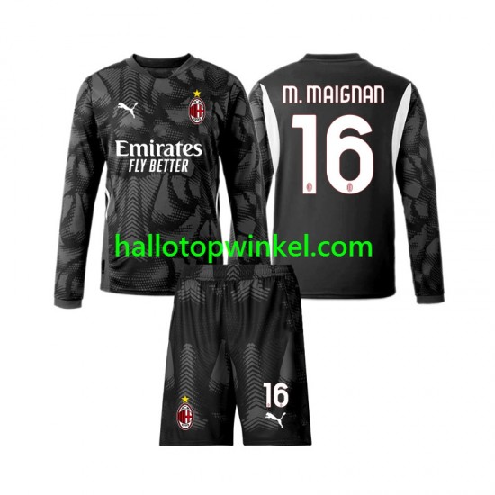 AC Milan Voetbalshirt Mike Maignan 16 Doelman Kleuters/Kids Thuis Tenue 2024-2025 Lange Mouw