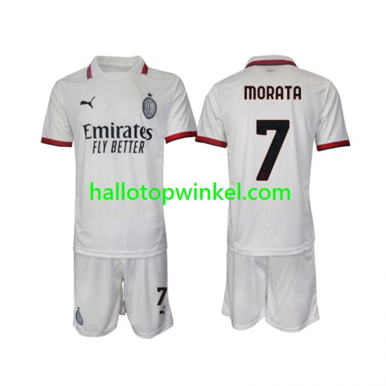 AC Milan Voetbalshirt Morata 7 Kleuters/Kids Uit Tenue 2024-2025 Korte Mouw