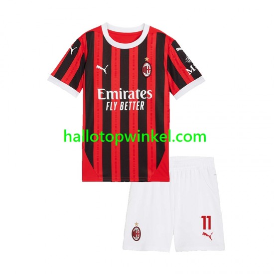AC Milan Voetbalshirt Ibrahimović 11 Kleuters/Kids Thuis Tenue 2024-2025 Korte Mouw